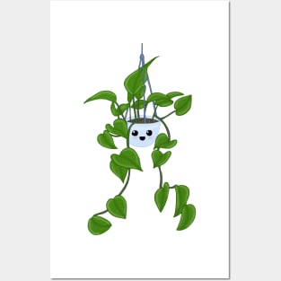 Hanging plant (blue) Posters and Art